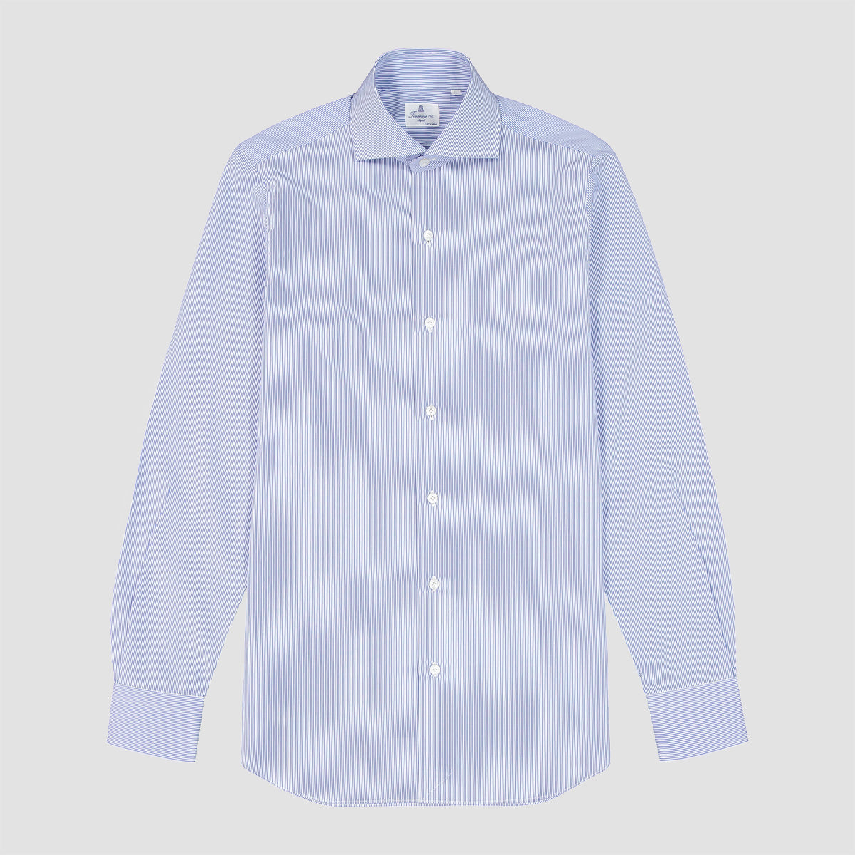 Eduardo Spread Collar Bengal Stripe Poplin 170/2 Giza 45 Shirt - Blue/White