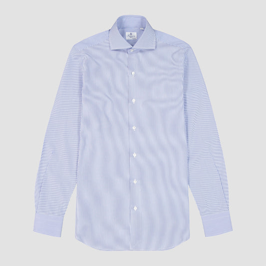 Eduardo Spread Collar Bengal Stripe Poplin 170/2 Giza 45 Shirt - Blue/White