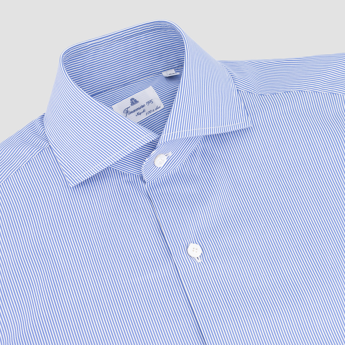 Eduardo Spread Collar Bengal Stripe Poplin 170/2 Giza 45 Shirt - Blue/White