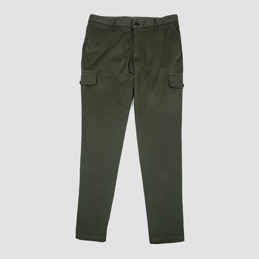 Cargo Cotton Gabardine Trousers - Cipres Green