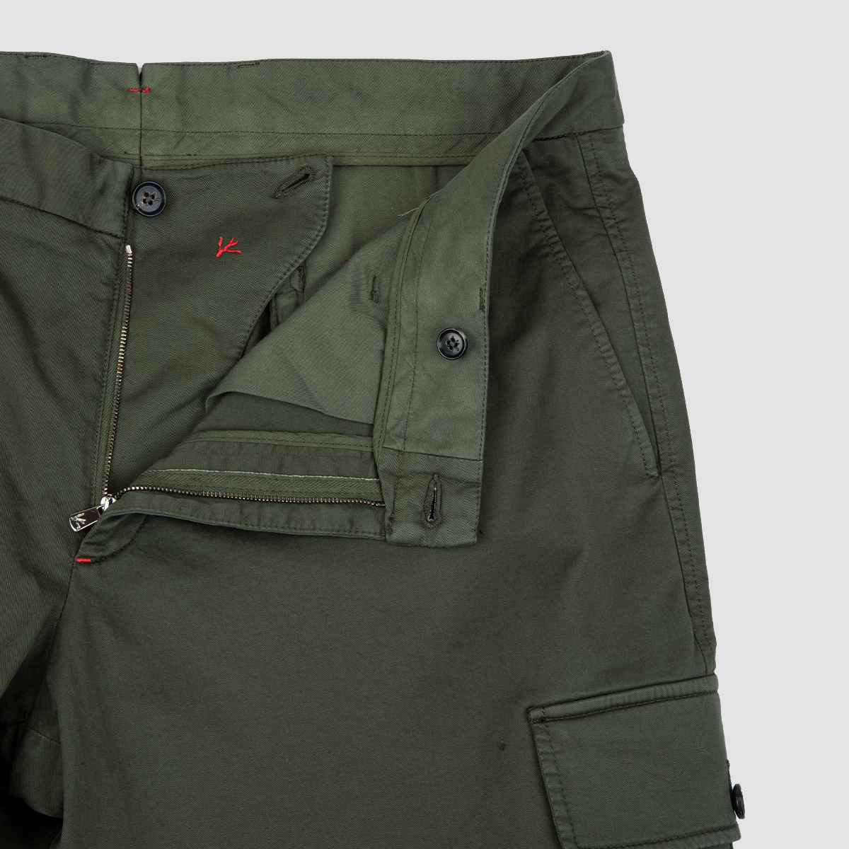 Cargo Cotton Gabardine Trousers - Cipres Green